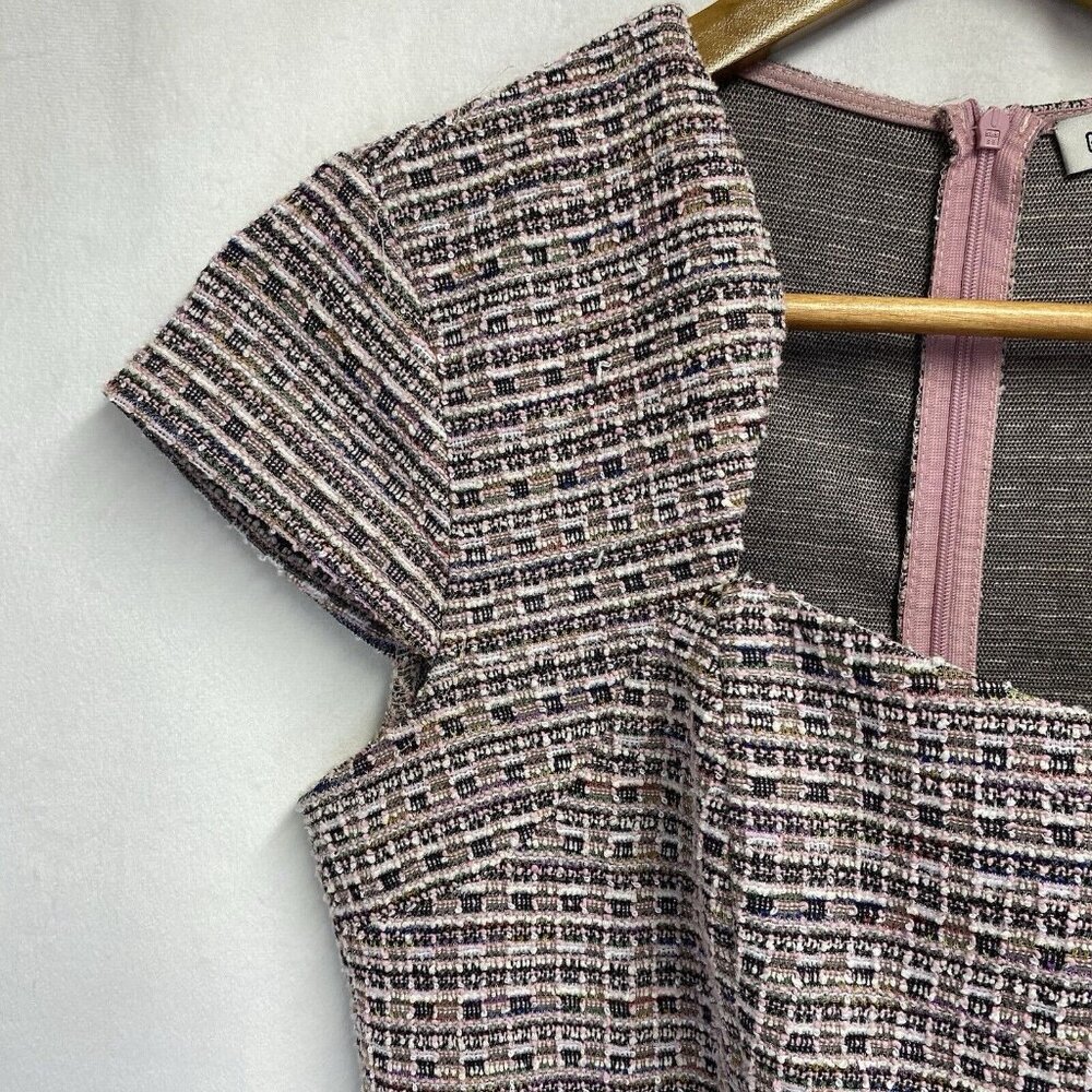 GRACE KARIN Cap Sleeve Queen Neck Tweed Body-con Pencil Dress Women Small Pink - Picture 12 of 16